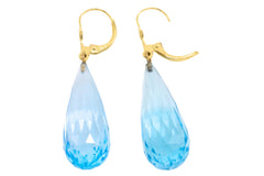 Blue topaz pendant earrings-Earrings-The Antique Ring Shop