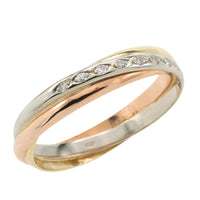 Tri color gold band with diamonds-Vintage Rings-The Antique Ring Shop