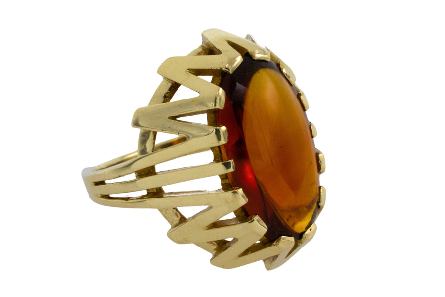 14 carat gold ring with madeira citrine-Vintage Rings-The Antique Ring Shop