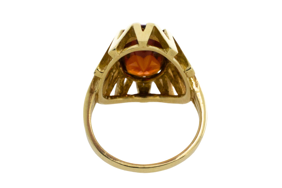 14 carat gold ring with madeira citrine-Vintage Rings-The Antique Ring Shop