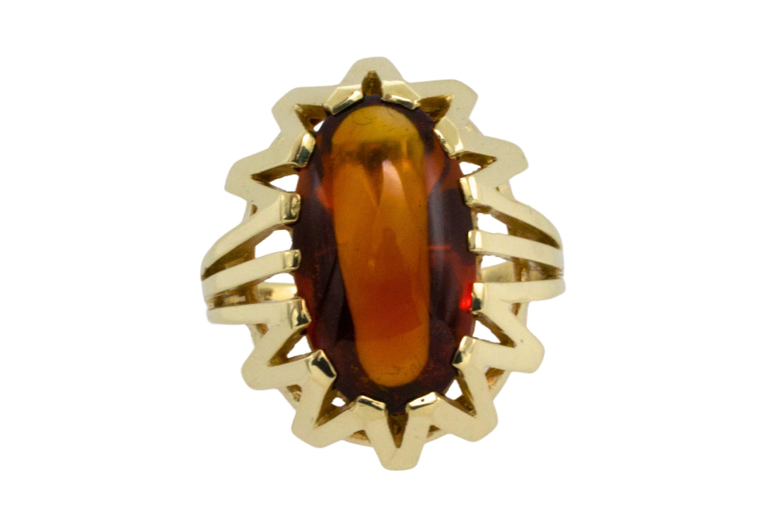 14 carat gold ring with madeira citrine-Vintage Rings-The Antique Ring Shop