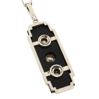 Art Deco white gold diamond and onyx pendant-Pendants-The Antique Ring Shop