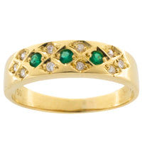 Emerald and diamond 18 carat gold ring-Vintage rings-The Antique Ring Shop