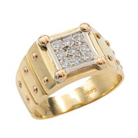 Diamond signet ring in 14 carat gold-gents rings-The Antique Ring Shop