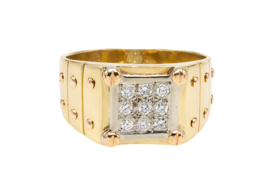 Diamond signet ring in 14 carat gold-gents rings-The Antique Ring Shop