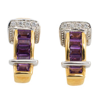 Amethyst and diamond earrings-Earrings-The Antique Ring Shop