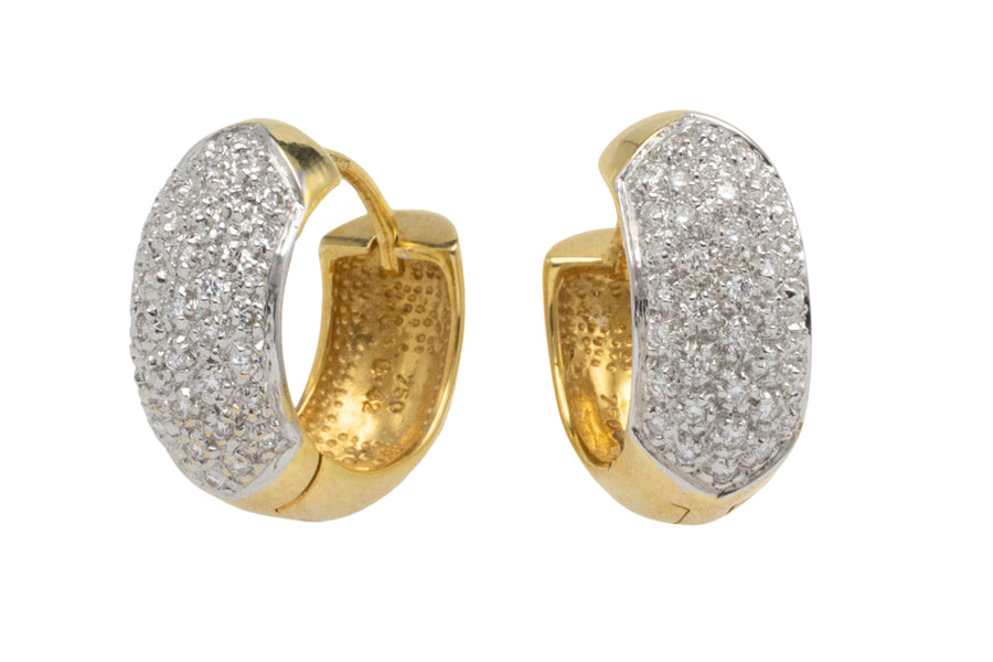 Hoop earrings with diamonds-Earrings-The Antique Ring Shop