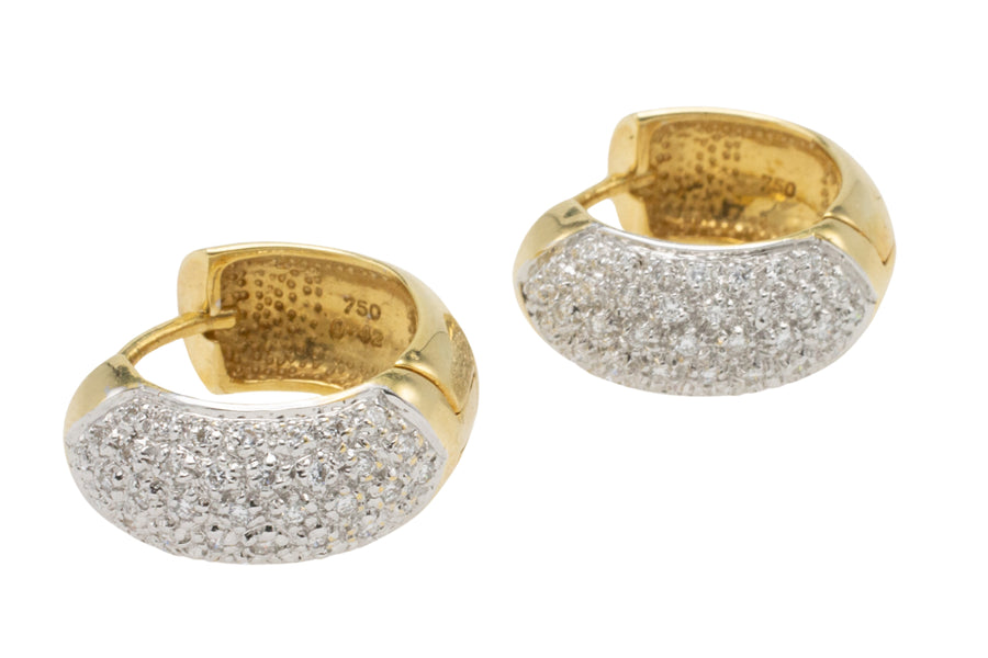 Hoop earrings with diamonds-Earrings-The Antique Ring Shop