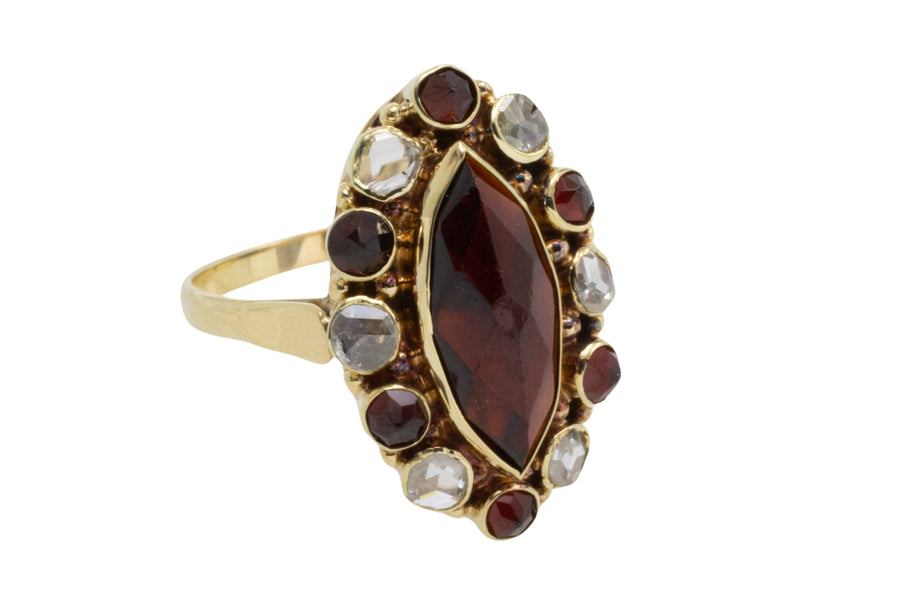 Garnet and rose diamond 14 carat gold ring-Vintage rings-The Antique Ring Shop