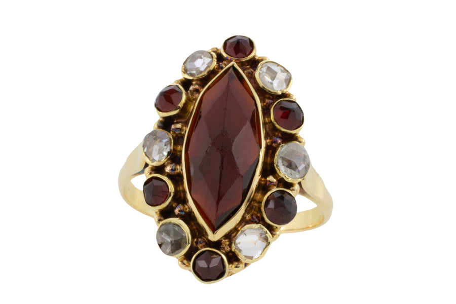 Garnet and rose diamond 14 carat gold ring-Vintage rings-The Antique Ring Shop