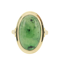 Cabochon nephrite jade ring-Vintage Rings-The Antique Ring Shop