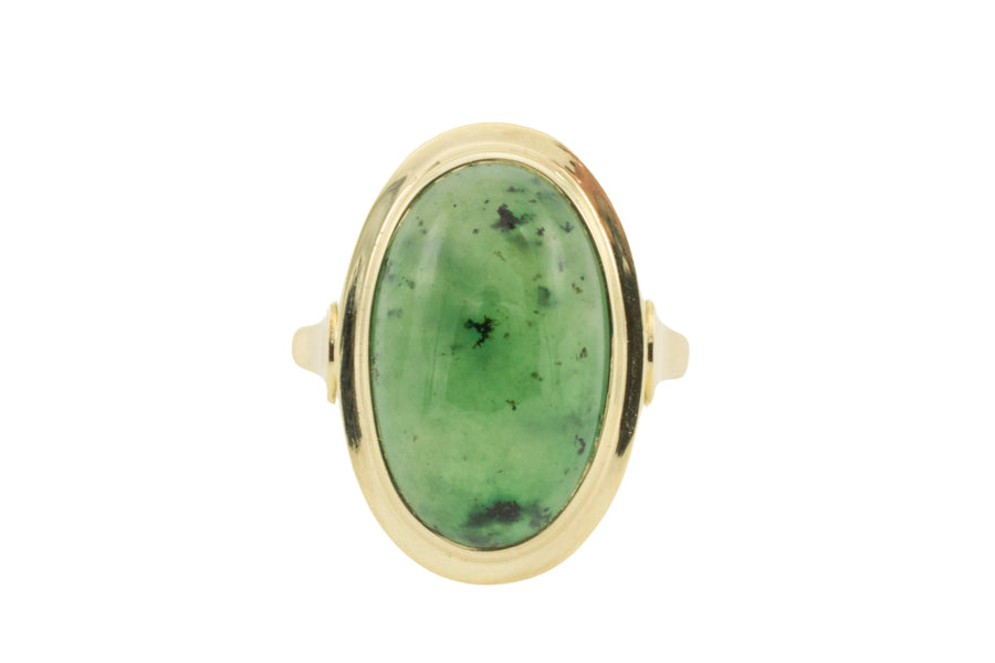 Cabochon nephrite jade ring-Vintage Rings-The Antique Ring Shop