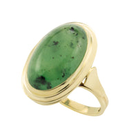 Cabochon nephrite jade ring-Vintage Rings-The Antique Ring Shop