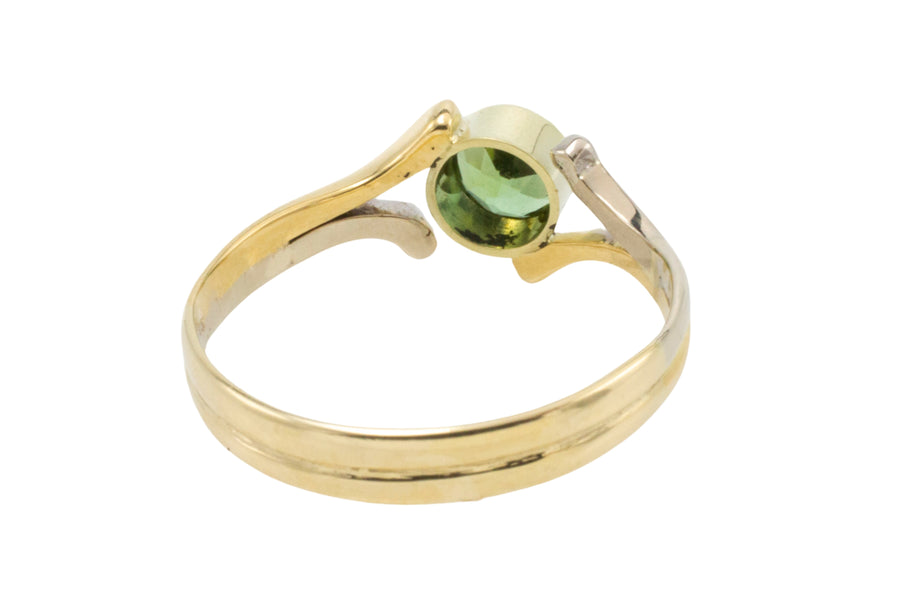 Green tourmaline ring in 14 carat gold-Vintage Rings-The Antique Ring Shop