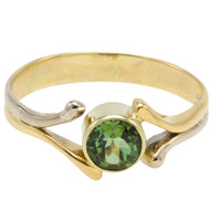 Green tourmaline ring in 14 carat gold-Vintage Rings-The Antique Ring Shop