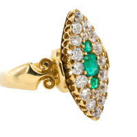 Emerald and diamond marquise ring from 1890-Antique rings-The Antique Ring Shop