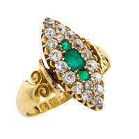 Emerald and diamond marquise ring from 1890-Antique rings-The Antique Ring Shop