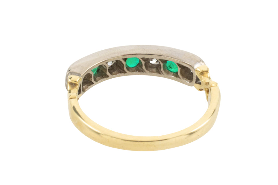 Vintage emerald and diamond ring-Vintage Rings-The Antique Ring Shop