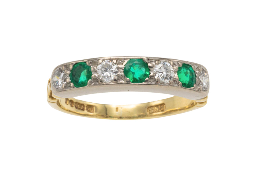 Vintage emerald and diamond ring-Vintage Rings-The Antique Ring Shop