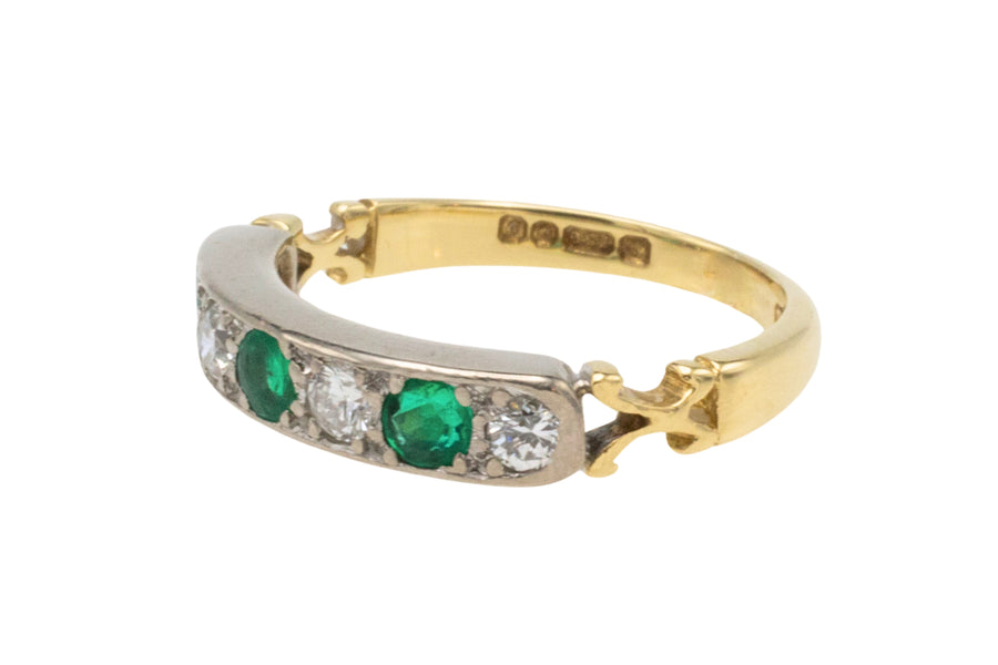 Vintage emerald and diamond ring-Vintage Rings-The Antique Ring Shop