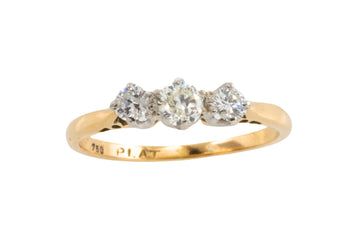 Vintage three stone diamond ring-Vintage Rings-The Antique Ring Shop