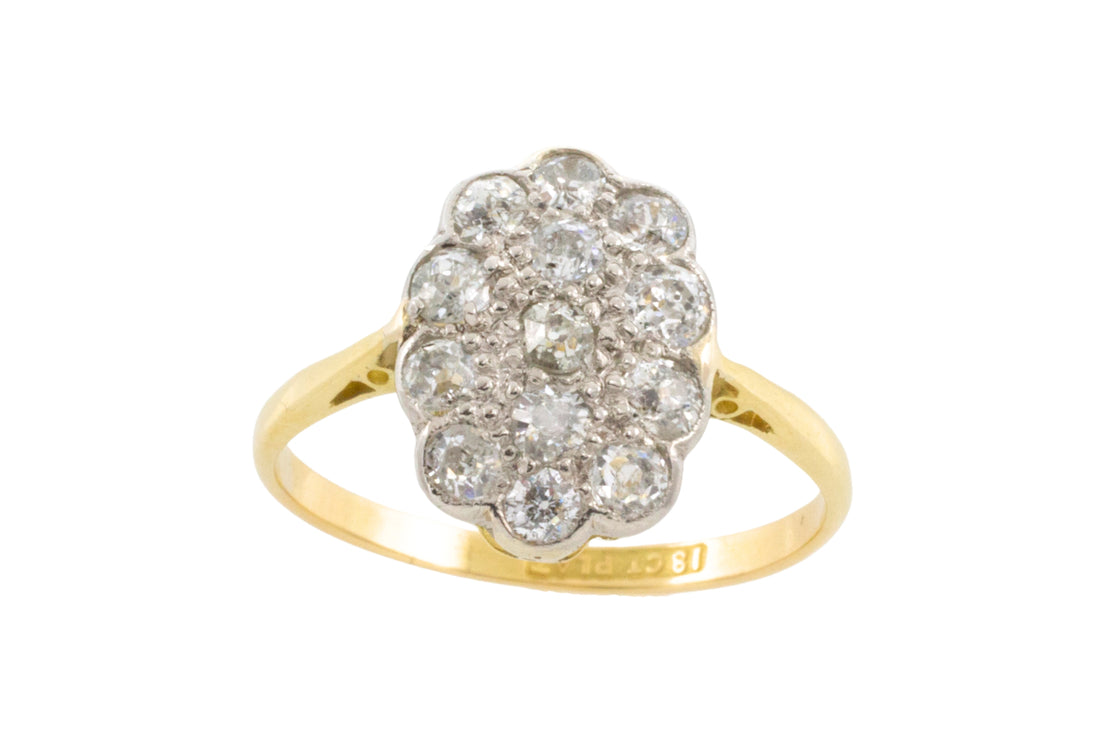 Edwardian old cut diamond cluster ring-Antique rings-The Antique Ring Shop