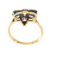 Edwardian 18 carat gold sapphire and old cut diamond ring-Antique rings-The Antique Ring Shop