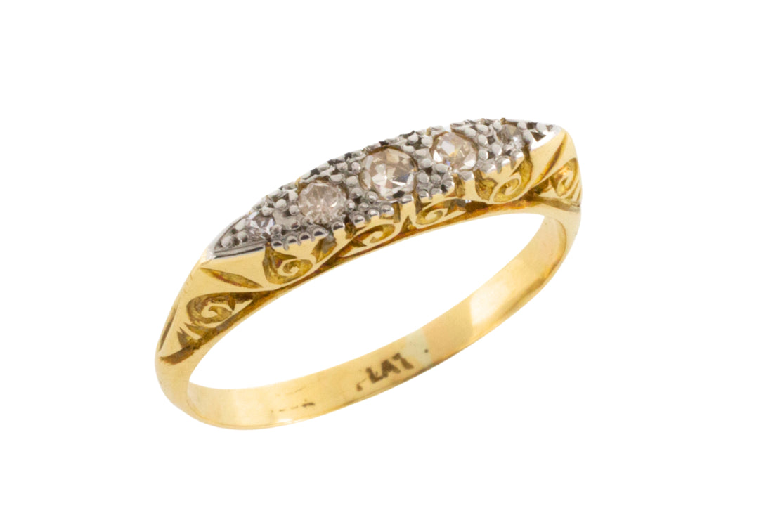 Vintage diamond ring in platinum and gold-Vintage Rings-The Antique Ring Shop