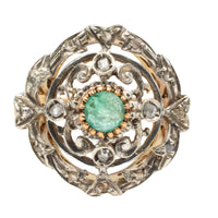 Antique Emerald and rose cut diamond ring-Antique rings-The Antique Ring Shop