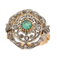 Antique Emerald and rose cut diamond ring-Antique rings-The Antique Ring Shop