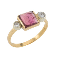 Vintage three stone tourmaline and diamond ring-Vintage Rings-The Antique Ring Shop