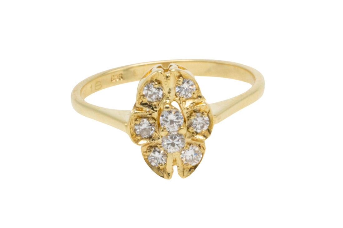 Oval diamond cluster ring in 14 carat gold-engagement rings-The Antique Ring Shop