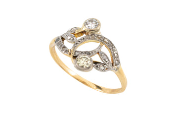 Art Nouveau style diamond ring in 14 carat gold-Antique rings-The Antique Ring Shop