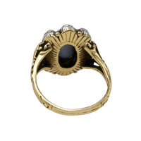 Star sapphire and rose diamond ring in gold and silver-Antique rings-The Antique Ring Shop