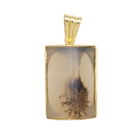 Moss agate pendant in 18 carat gold-Pendants-The Antique Ring Shop