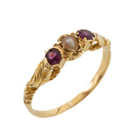 Victorian 18 carat garnet and pearl ring-Antique rings-The Antique Ring Shop