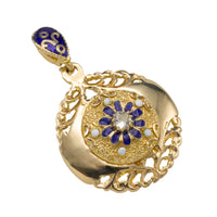 Antique enamel pendant in 14 carat gold-Pendants-The Antique Ring Shop