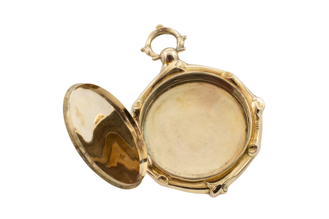 Antique 14 carat gold photo locket-Pendants-The Antique Ring Shop