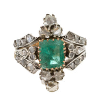 Antique emerald and rose diamond ring-Antique rings-The Antique Ring Shop