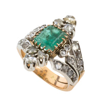 Antique emerald and rose diamond ring-Antique rings-The Antique Ring Shop