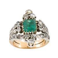 Antique emerald and rose diamond ring-Antique rings-The Antique Ring Shop