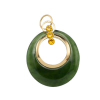 Vintage jade and citrine pendant in 18 carat gold-Pendants-The Antique Ring Shop