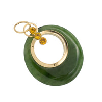 Vintage jade and citrine pendant in 18 carat gold-Pendants-The Antique Ring Shop