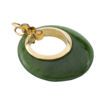 Vintage jade and citrine pendant in 18 carat gold-Pendants-The Antique Ring Shop