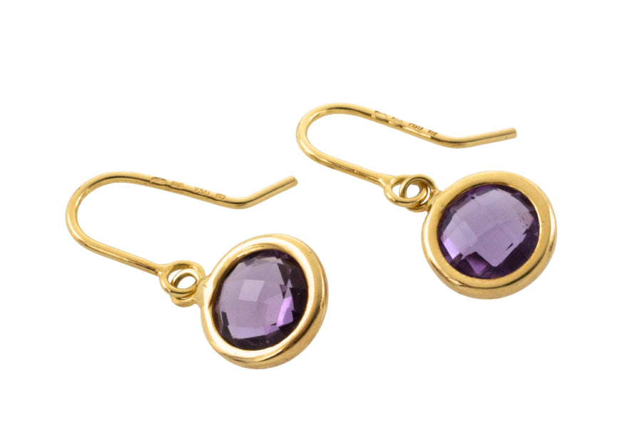 Amethyst pendant earrings in 18 carat gold-Earrings-The Antique Ring Shop