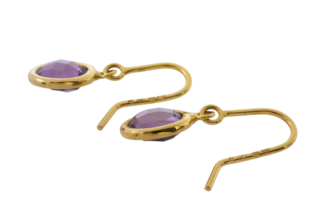 Amethyst pendant earrings in 18 carat gold-Earrings-The Antique Ring Shop