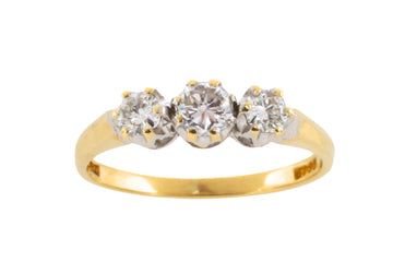 Vintage three stone diamond ring-Vintage Rings-The Antique Ring Shop