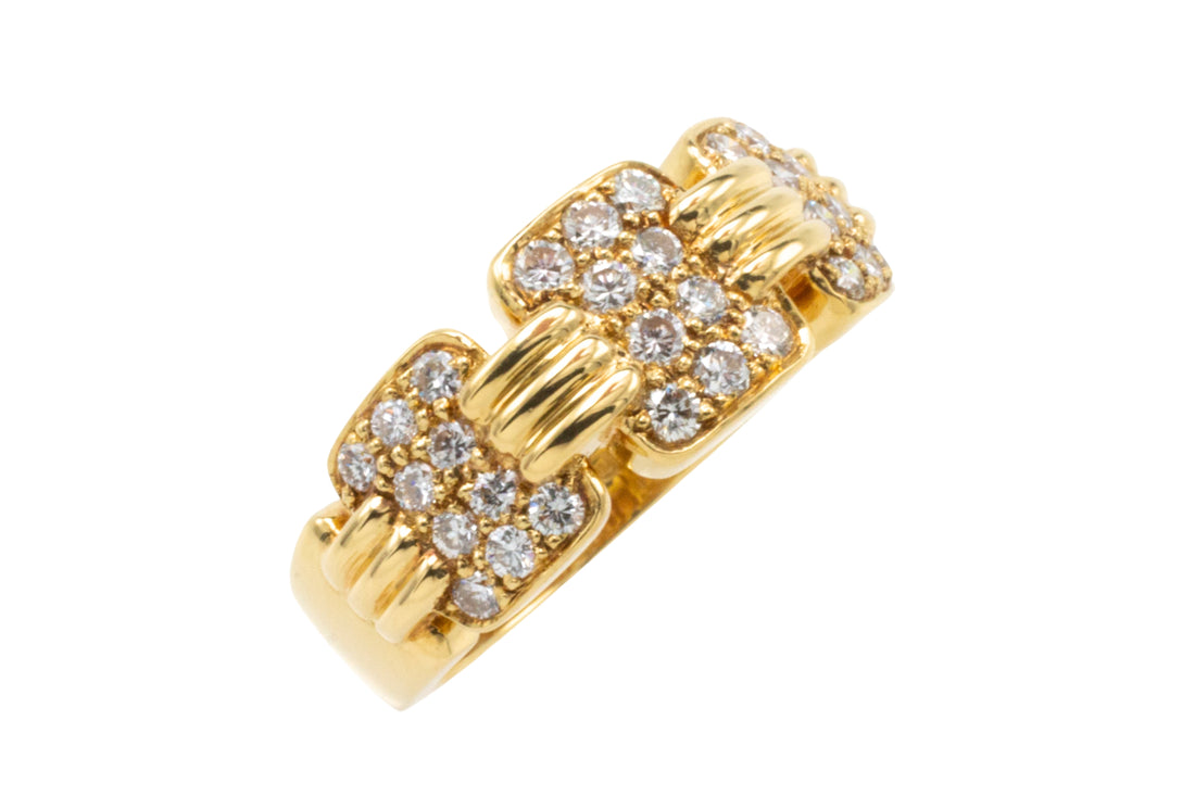 Panel set diamond ring in 18 carat gold-Vintage Rings-The Antique Ring Shop