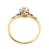 Vintage three stone diamond ring in platinum and gold-engagement rings-The Antique Ring Shop