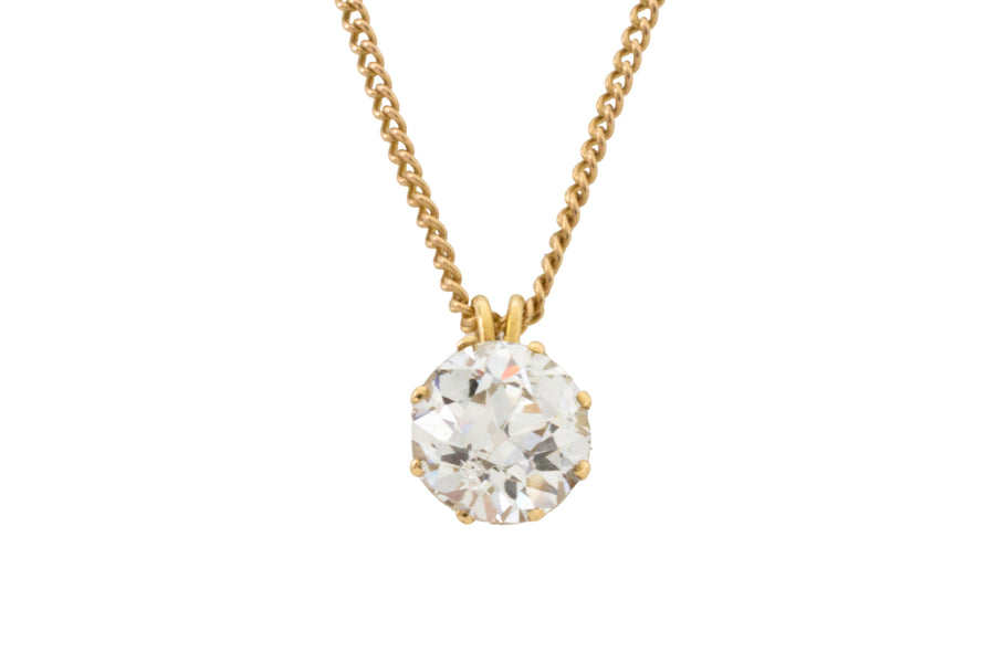 Old European cut diamond pendant-Pendants-The Antique Ring Shop